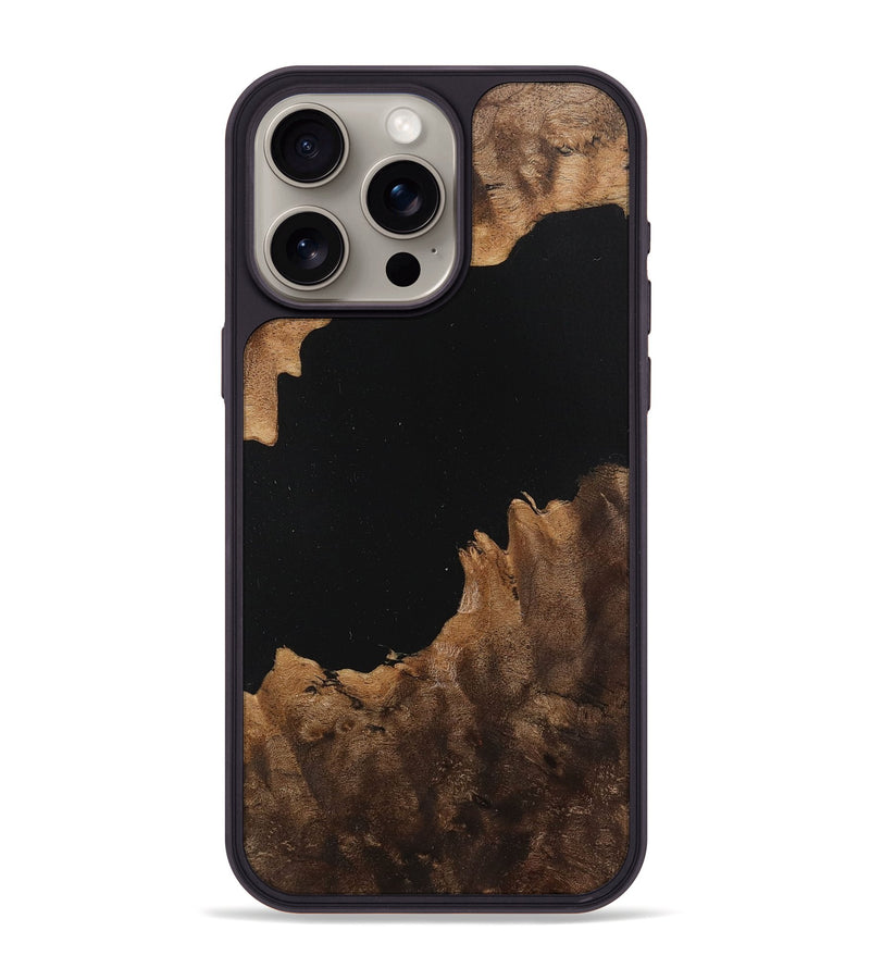 iPhone 15 Pro Max Wood+Resin Phone Case - Kobe (Pure Black, 712232)