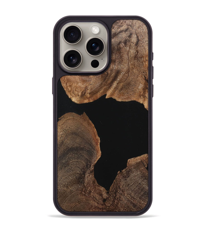 iPhone 15 Pro Max Wood+Resin Phone Case - Rudy (Pure Black, 712233)