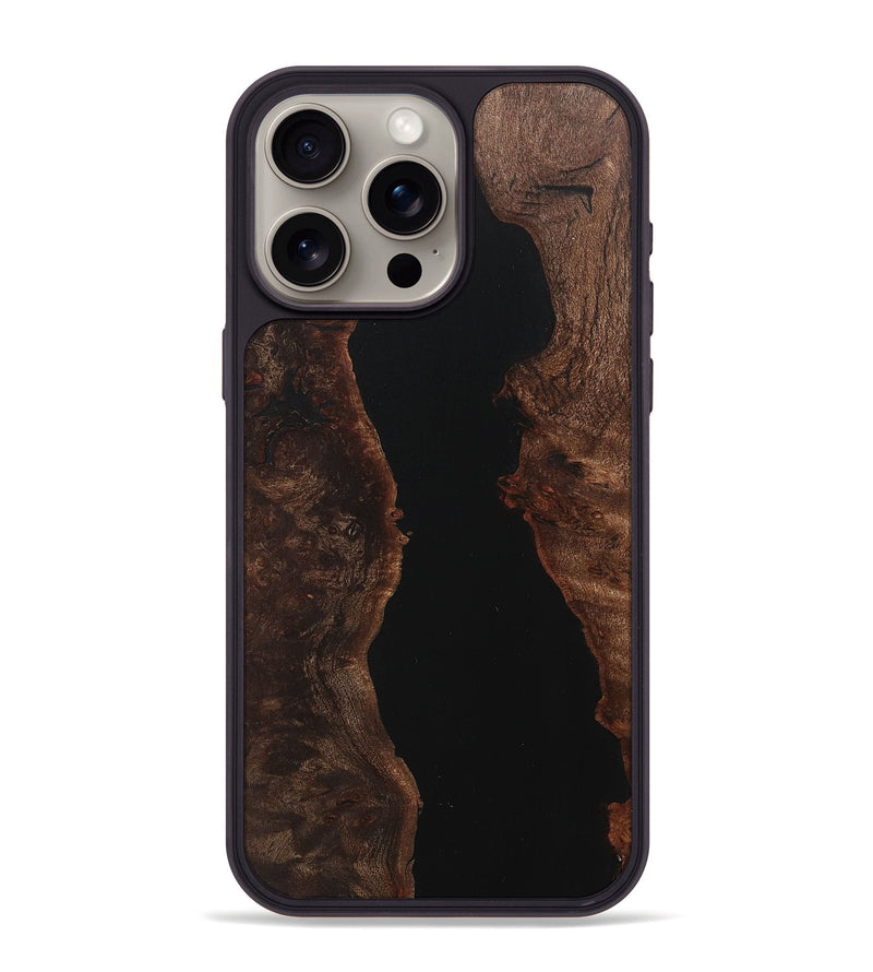 iPhone 15 Pro Max Wood+Resin Phone Case - Gabriel (Pure Black, 712234)
