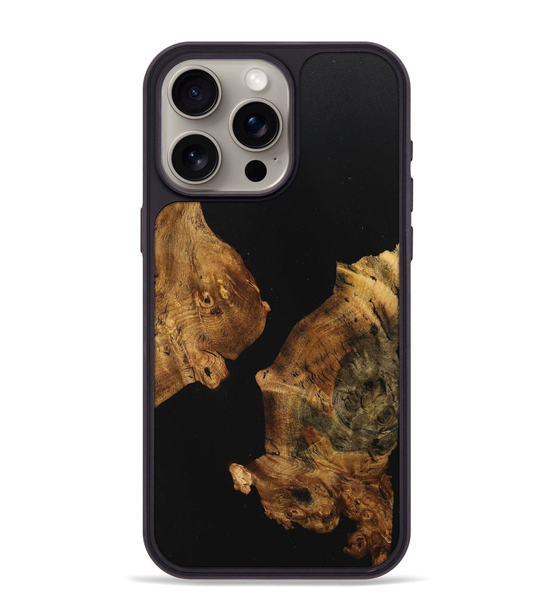 iPhone 15 Pro Max Wood+Resin Phone Case - Reed (Pure Black, 712238)