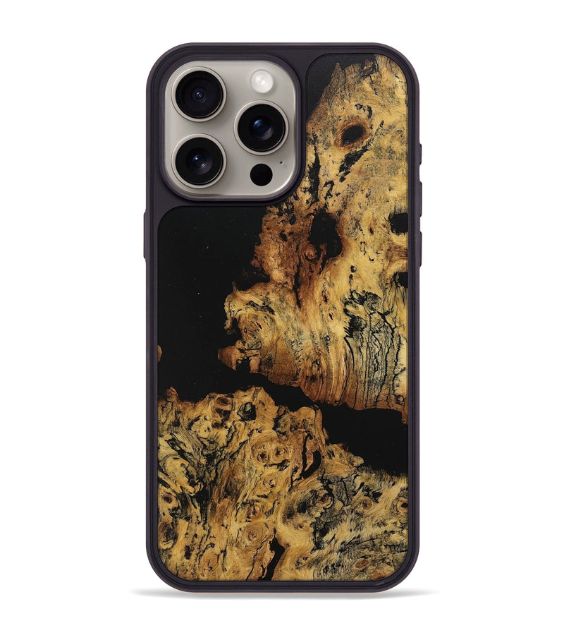 iPhone 15 Pro Max Wood+Resin Phone Case - Rickey (Pure Black, 712241)