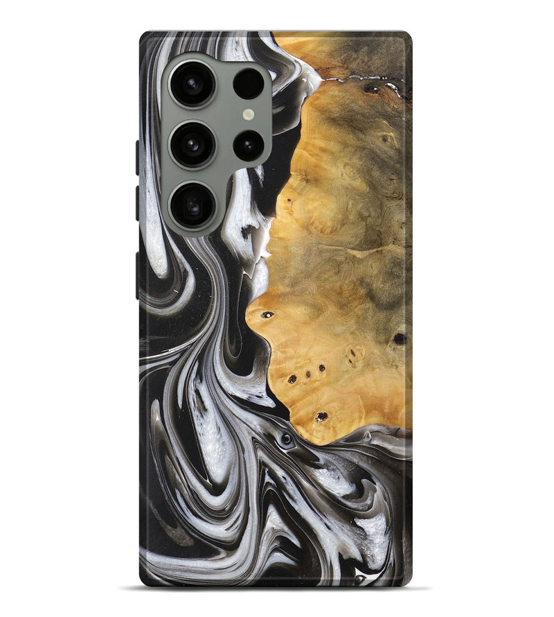 Galaxy S24 Ultra Wood+Resin Live Edge Phone Case - Lainey (Black & White, 712283)