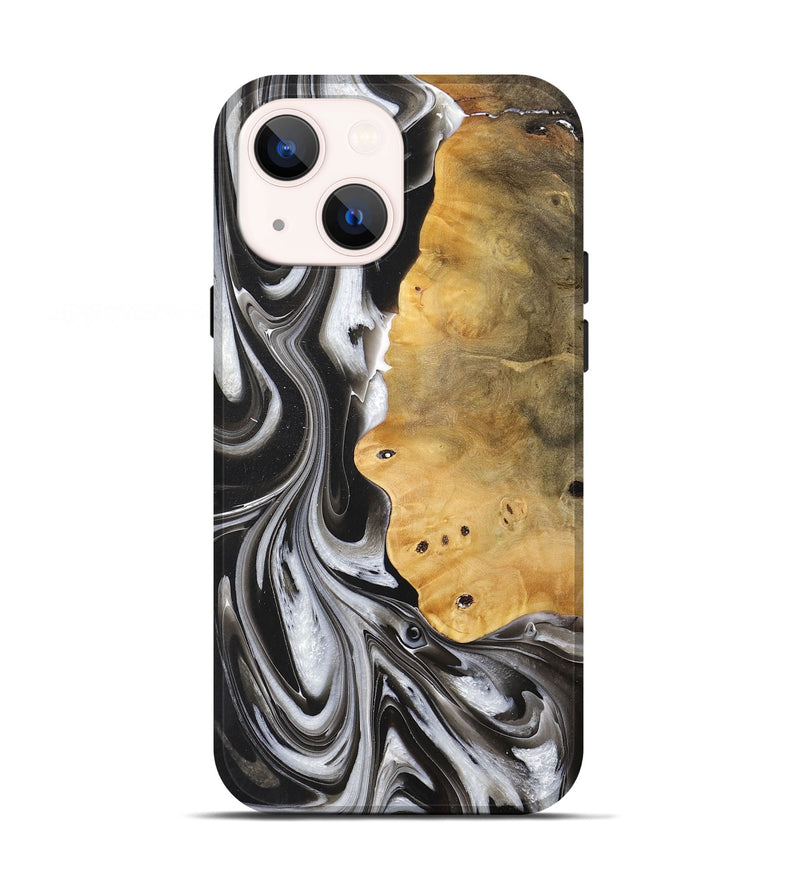 iPhone 13 Wood+Resin Live Edge Phone Case - Lainey (Black & White, 712283)