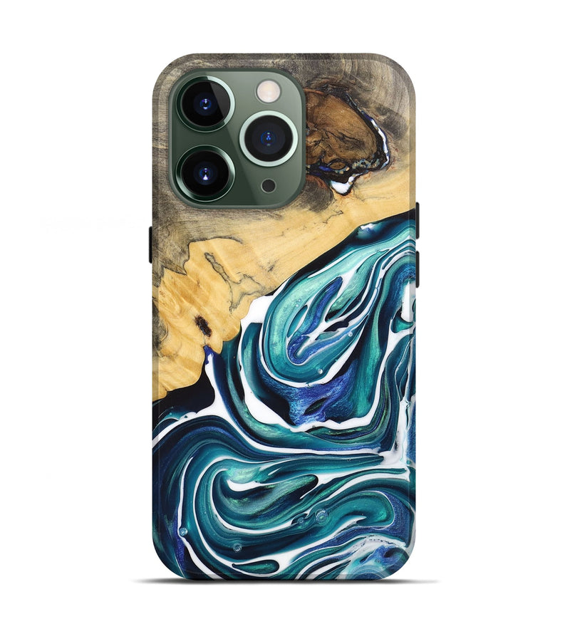 iPhone 13 Pro Wood+Resin Live Edge Phone Case - Jennie (Blue, 712285)