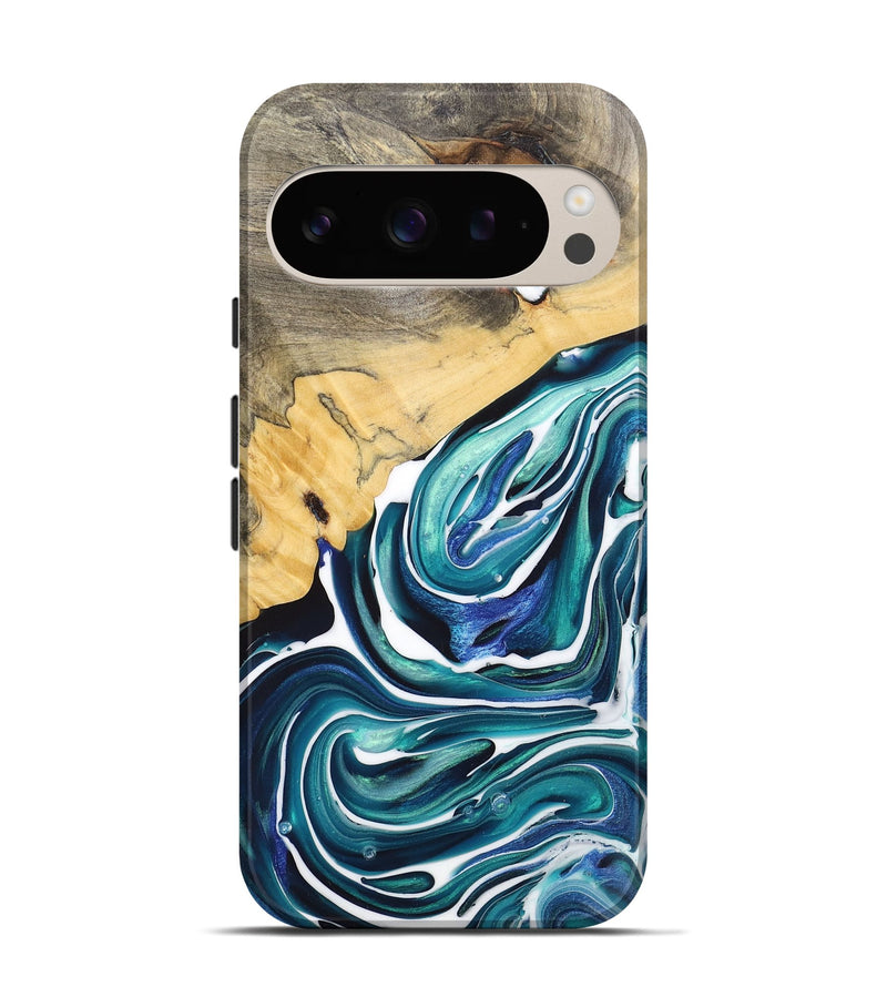 Pixel 9 Wood+Resin Live Edge Phone Case - Jennie (Blue, 712285)