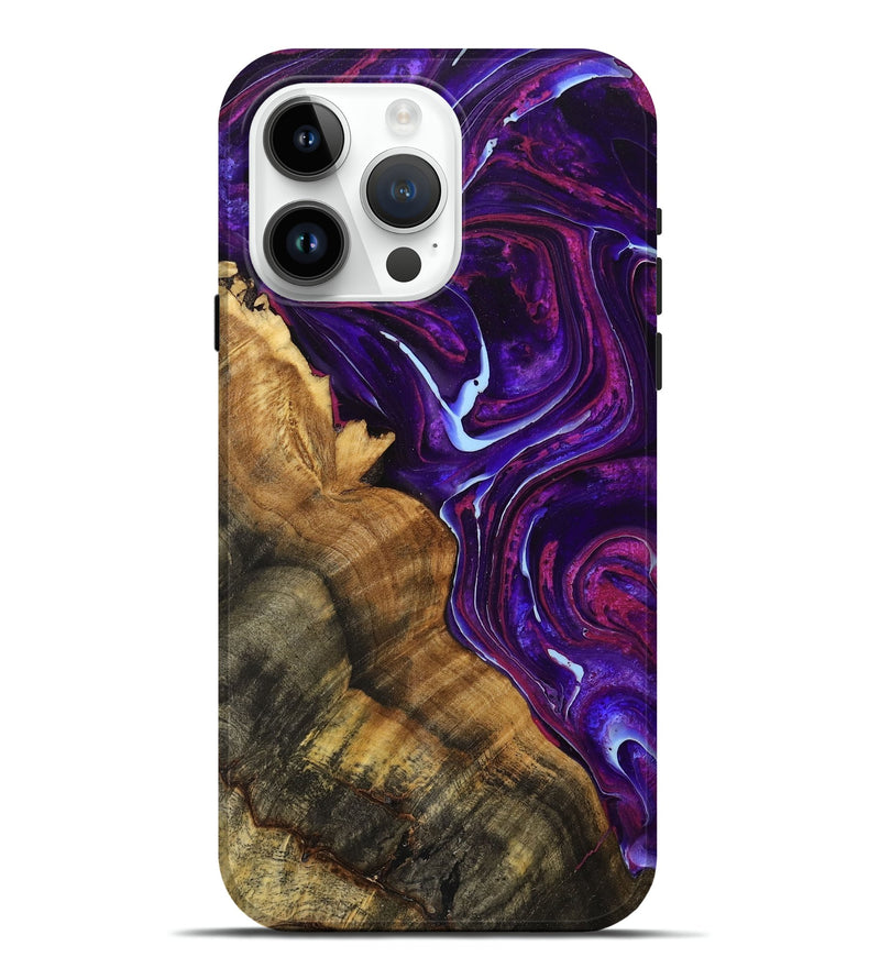 iPhone 15 Pro Max Wood+Resin Live Edge Phone Case - Clinton (Purple, 712294)