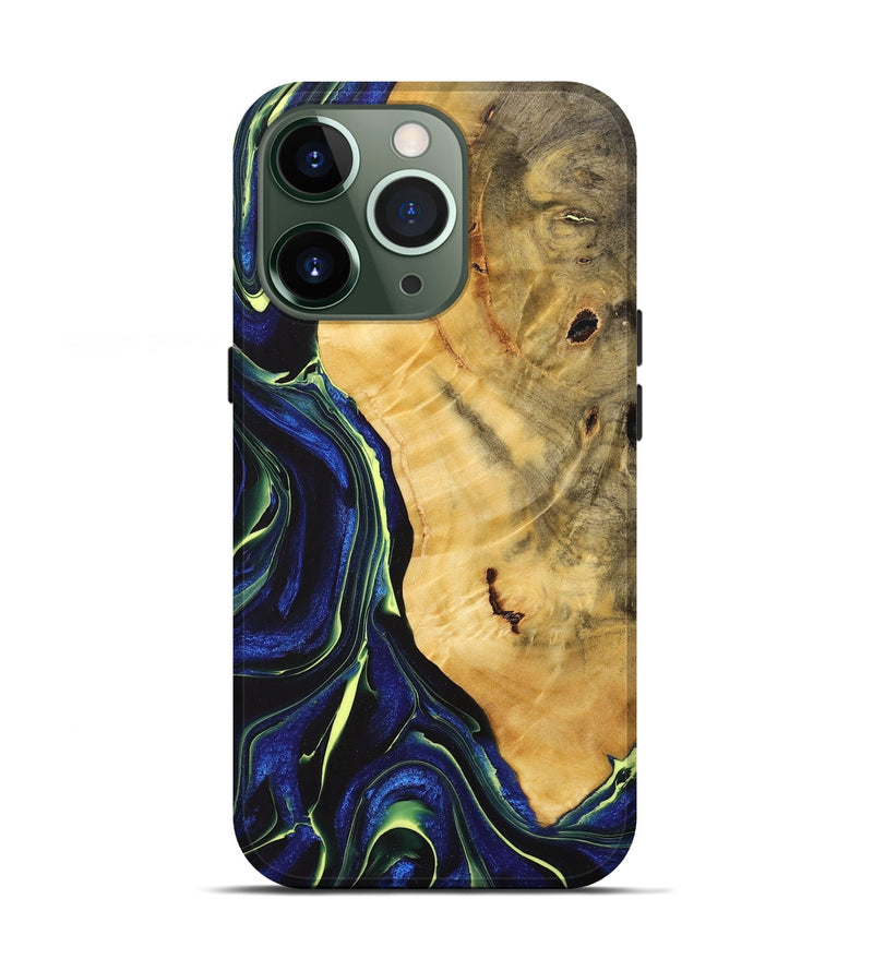 iPhone 13 Pro Wood+Resin Live Edge Phone Case - Erin (Blue, 712297)