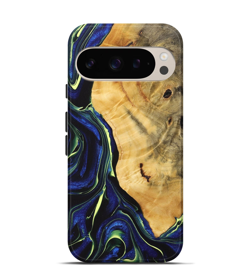 Pixel 9 Wood+Resin Live Edge Phone Case - Erin (Blue, 712297)