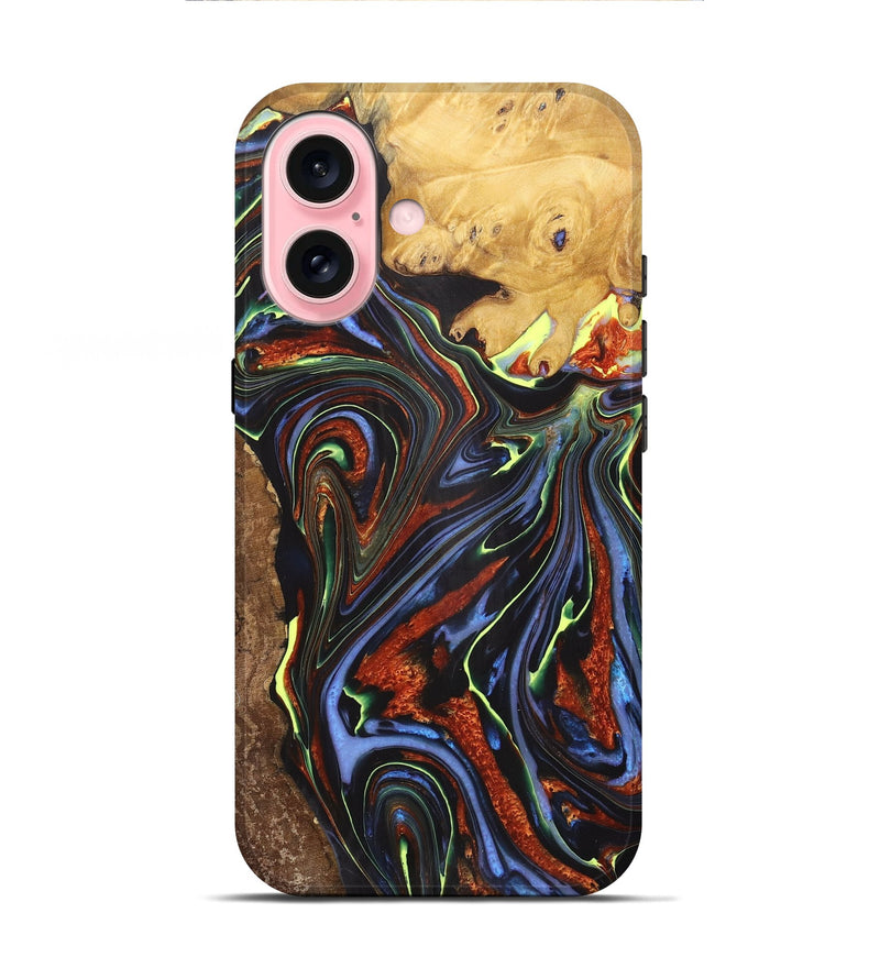 iPhone 16 Wood+Resin Live Edge Phone Case - Danny (Blue, 712300)