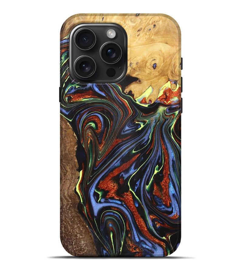 iPhone 16 Pro Max Wood+Resin Live Edge Phone Case - Danny (Blue, 712300)