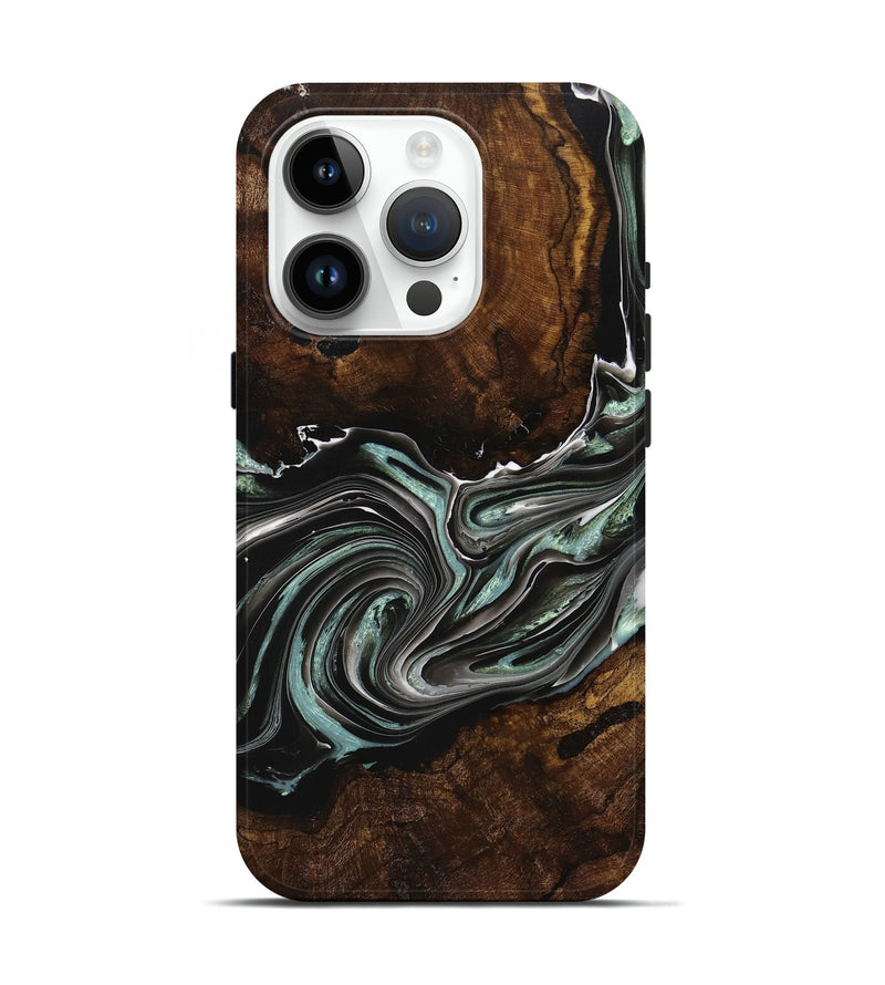 iPhone 15 Pro Wood+Resin Live Edge Phone Case - Curtis (Black & White, 712313)