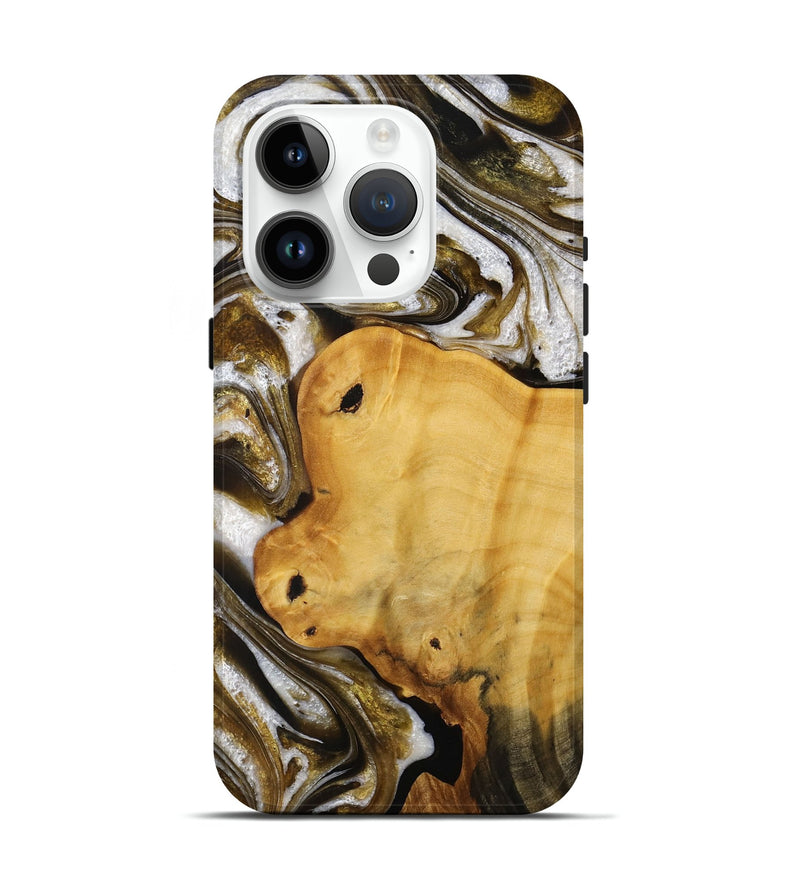 iPhone 15 Pro Wood+Resin Live Edge Phone Case - Paige (Black & White, 712317)