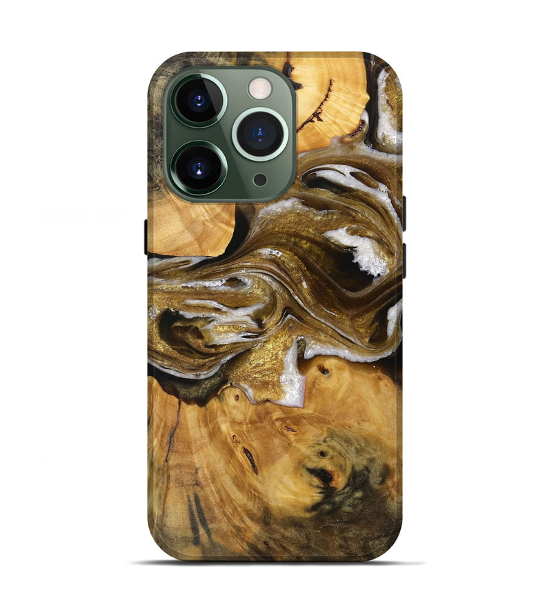 iPhone 13 Pro Wood+Resin Live Edge Phone Case - Paulette (Black & White, 712318)