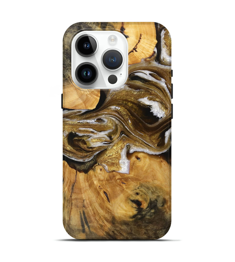 iPhone 15 Pro Wood+Resin Live Edge Phone Case - Paulette (Black & White, 712318)