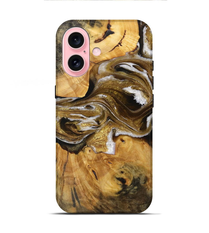 iPhone 16 Wood+Resin Live Edge Phone Case - Paulette (Black & White, 712318)