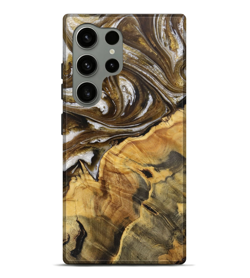 Galaxy S24 Ultra Wood+Resin Live Edge Phone Case - Aubree (Black & White, 712319)