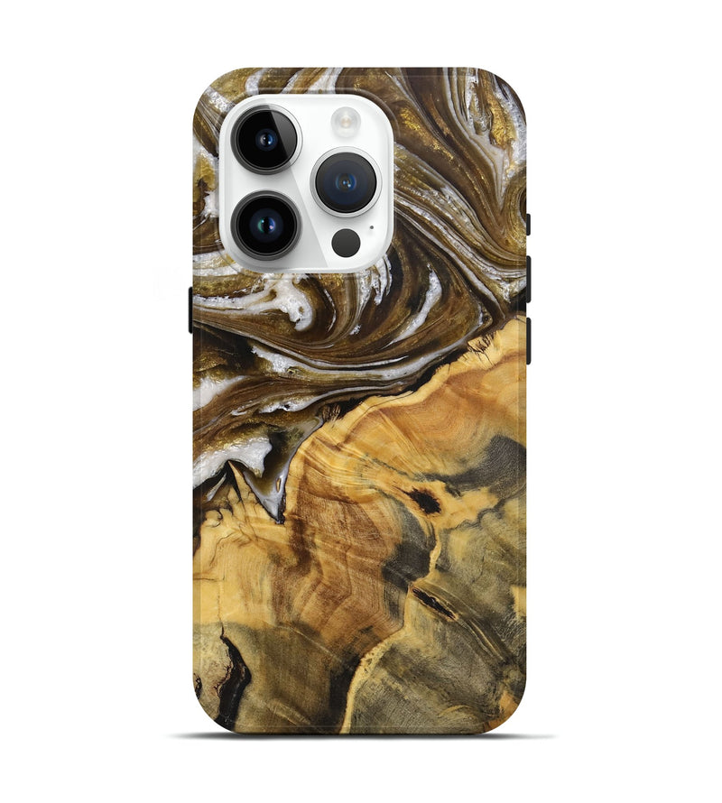 iPhone 15 Pro Wood+Resin Live Edge Phone Case - Aubree (Black & White, 712319)