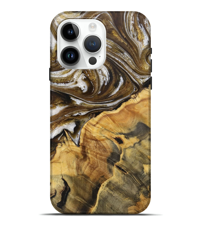 iPhone 15 Pro Max Wood+Resin Live Edge Phone Case - Aubree (Black & White, 712319)