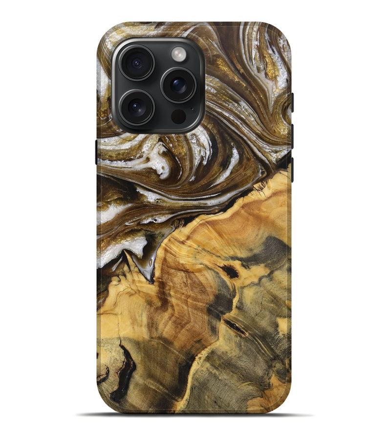 iPhone 16 Pro Max Wood+Resin Live Edge Phone Case - Aubree (Black & White, 712319)