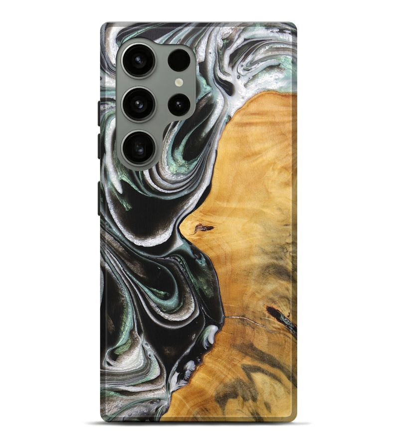 Galaxy S24 Ultra Wood+Resin Live Edge Phone Case - Rachel (Black & White, 712322)