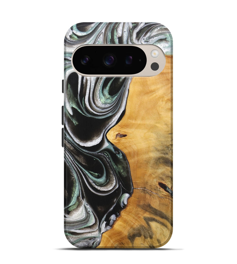 Pixel 9 Wood+Resin Live Edge Phone Case - Rachel (Black & White, 712322)