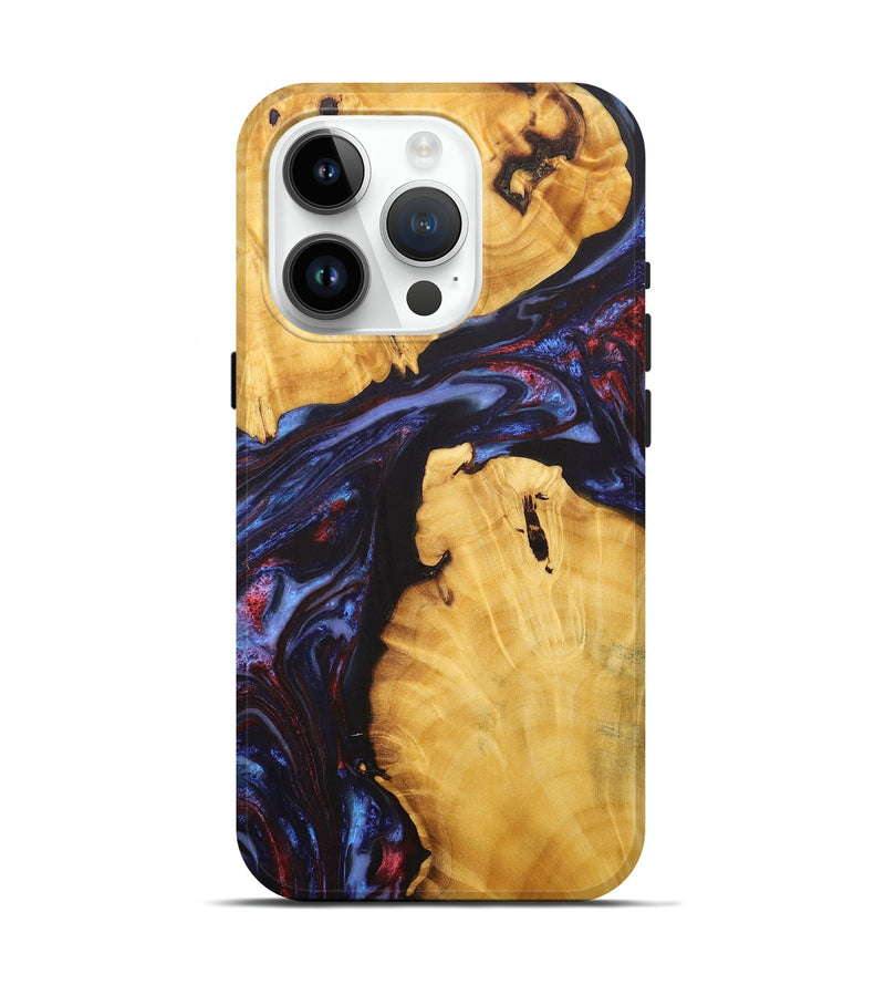 iPhone 15 Pro Wood+Resin Live Edge Phone Case - Carissa (Blue, 712323)