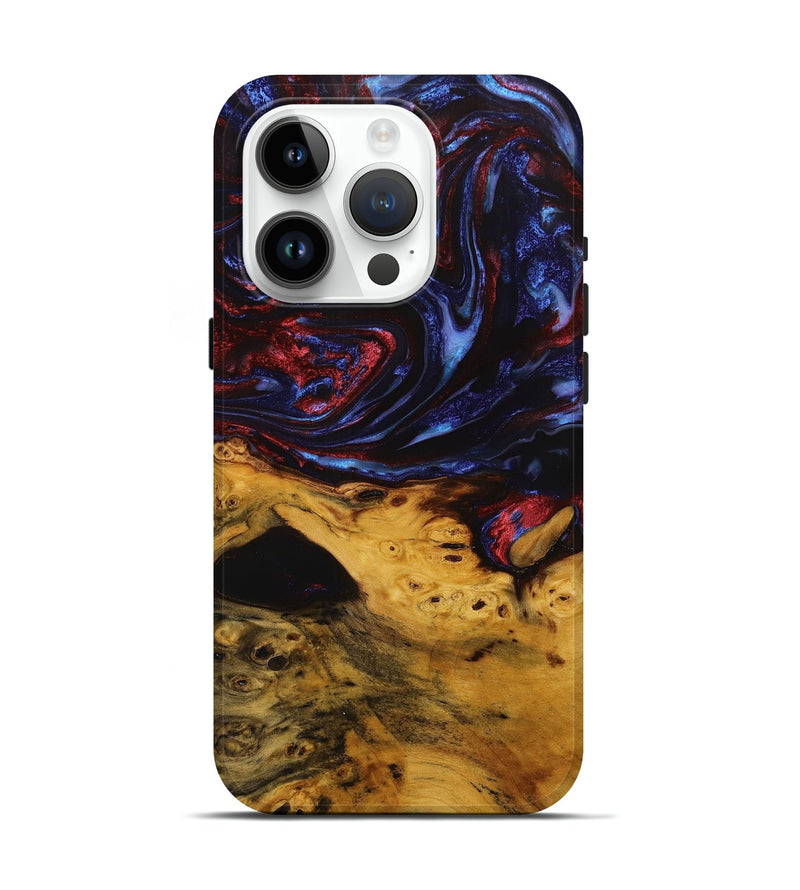 iPhone 15 Pro Wood+Resin Live Edge Phone Case - Archer (Blue, 712324)