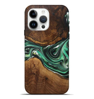 iPhone 15 Pro Max Wood+Resin Live Edge Phone Case - Aleah (Green, 712329)