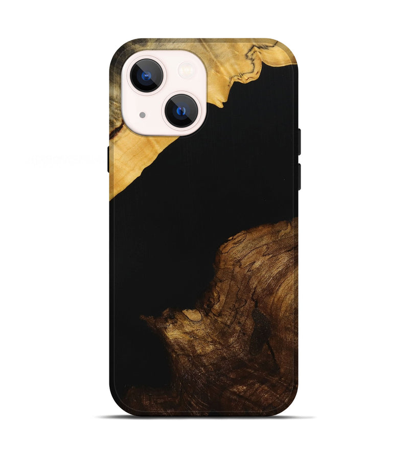 iPhone 13 Wood+Resin Live Edge Phone Case - Laurence (Pure Black, 712332)