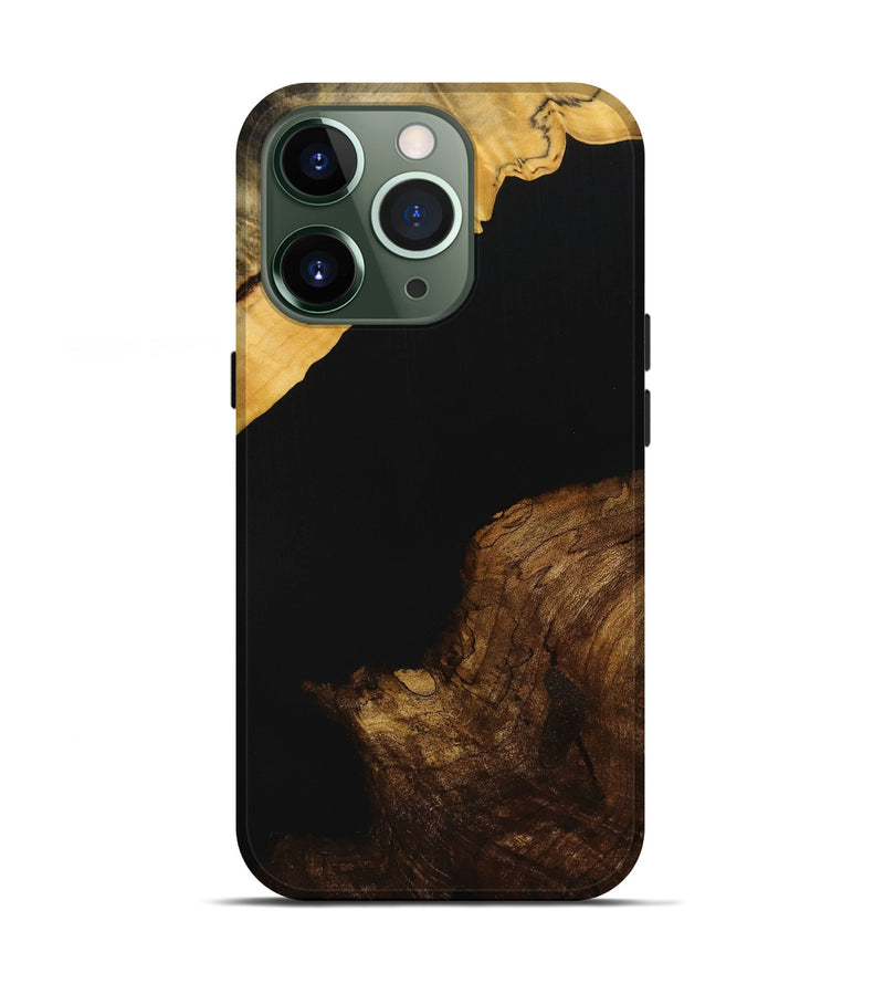 iPhone 13 Pro Wood+Resin Live Edge Phone Case - Laurence (Pure Black, 712332)