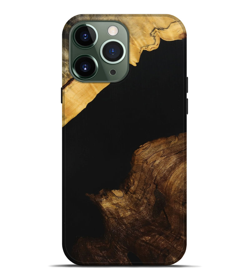 iPhone 13 Pro Max Wood+Resin Live Edge Phone Case - Laurence (Pure Black, 712332)