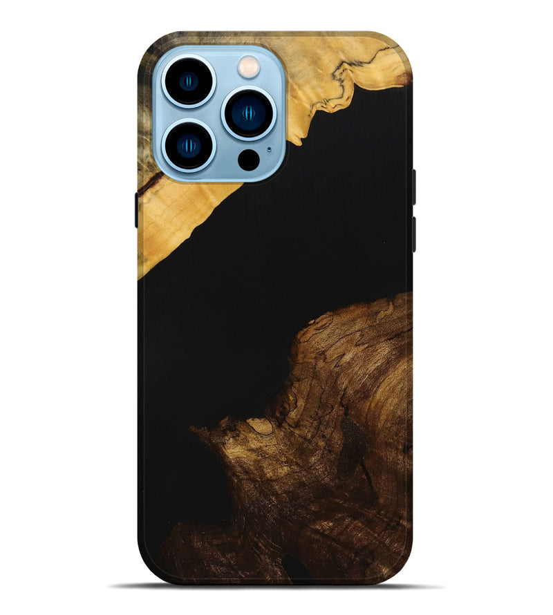 iPhone 14 Pro Max Wood+Resin Live Edge Phone Case - Laurence (Pure Black, 712332)