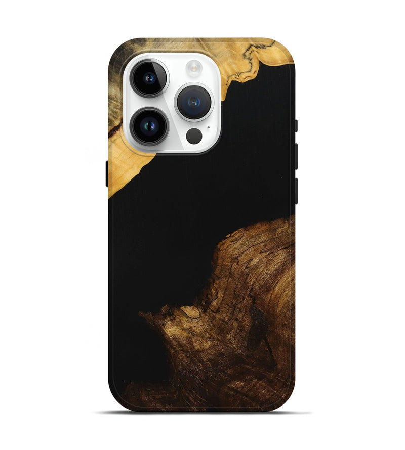 iPhone 15 Pro Wood+Resin Live Edge Phone Case - Laurence (Pure Black, 712332)