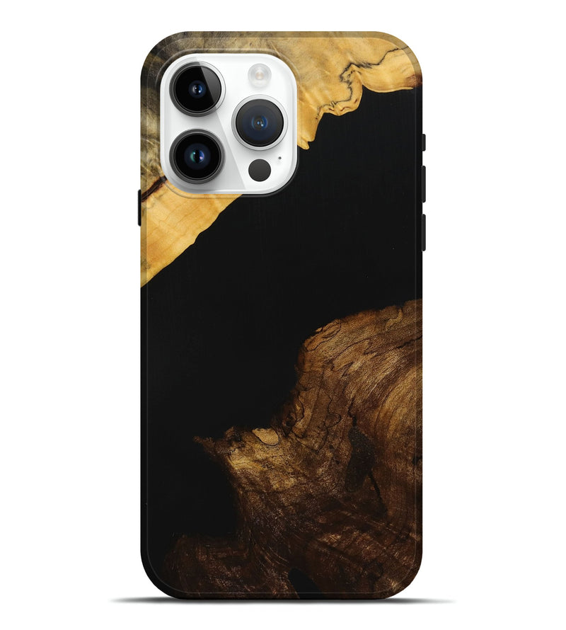 iPhone 15 Pro Max Wood+Resin Live Edge Phone Case - Laurence (Pure Black, 712332)