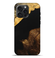 iPhone 16 Pro Max Wood+Resin Live Edge Phone Case - Laurence (Pure Black, 712332)