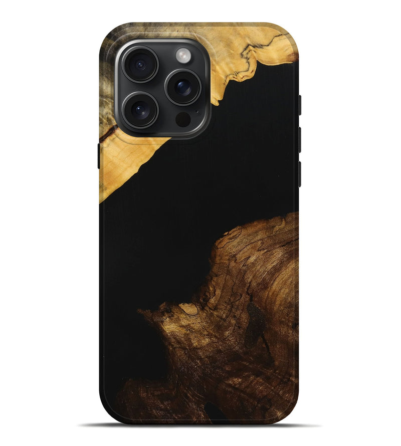 iPhone 16 Pro Max Wood+Resin Live Edge Phone Case - Laurence (Pure Black, 712332)