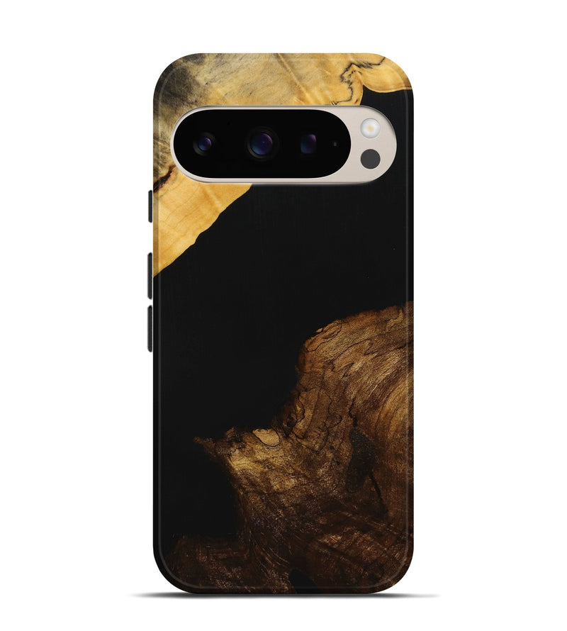 Pixel 9 Wood+Resin Live Edge Phone Case - Laurence (Pure Black, 712332)