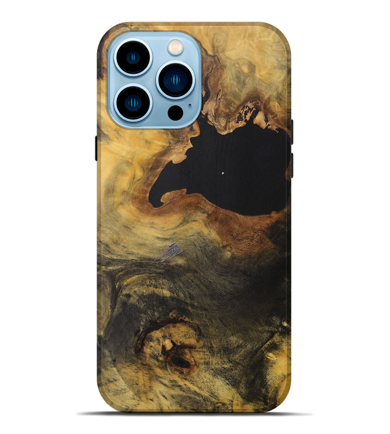 iPhone 14 Pro Max Wood+Resin Live Edge Phone Case - Paulette (Pure Black, 712333)