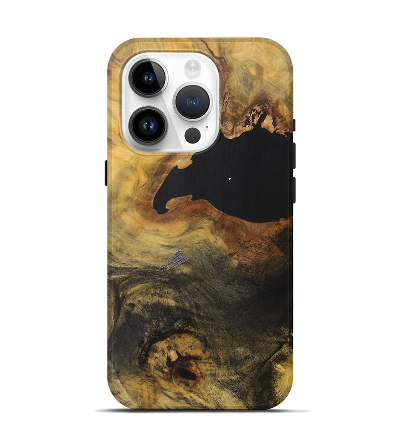 iPhone 15 Pro Wood+Resin Live Edge Phone Case - Paulette (Pure Black, 712333)