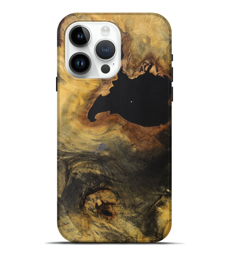 iPhone 15 Pro Max Wood+Resin Live Edge Phone Case - Paulette (Pure Black, 712333)