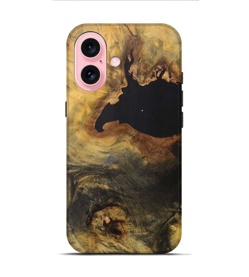 iPhone 16 Wood+Resin Live Edge Phone Case - Paulette (Pure Black, 712333)