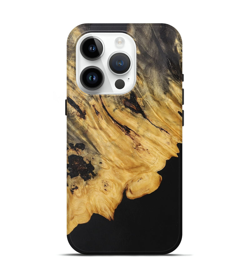 iPhone 15 Pro Wood+Resin Live Edge Phone Case - Finn (Pure Black, 712334)