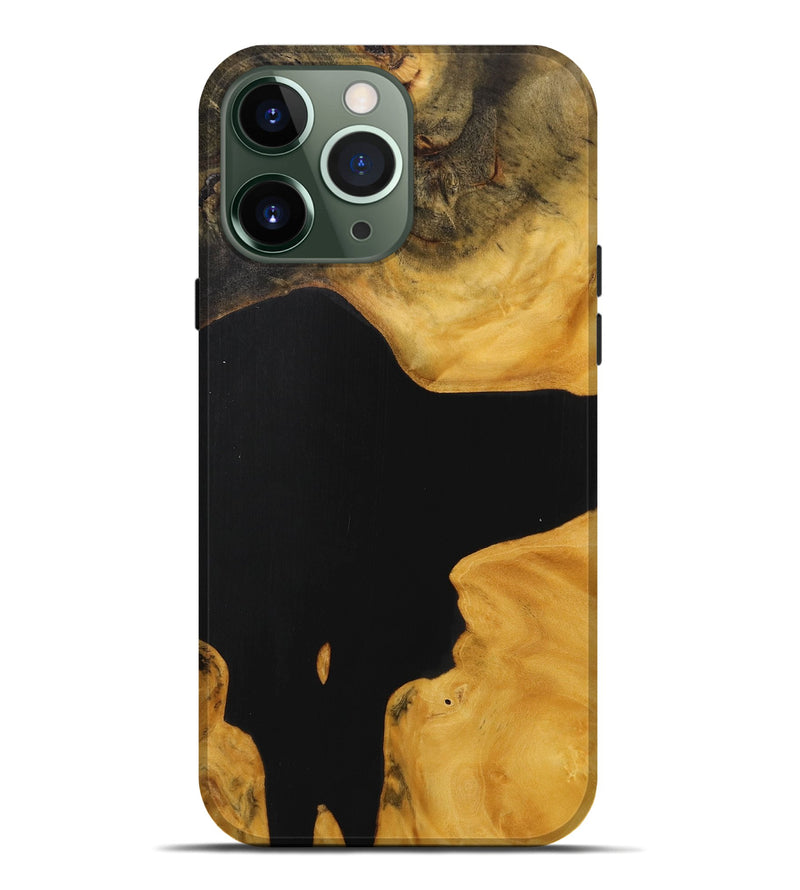 iPhone 13 Pro Max Wood+Resin Live Edge Phone Case - Carlton (Pure Black, 712335)