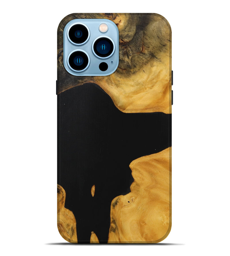 iPhone 14 Pro Max Wood+Resin Live Edge Phone Case - Carlton (Pure Black, 712335)