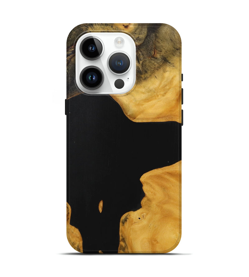 iPhone 15 Pro Wood+Resin Live Edge Phone Case - Carlton (Pure Black, 712335)