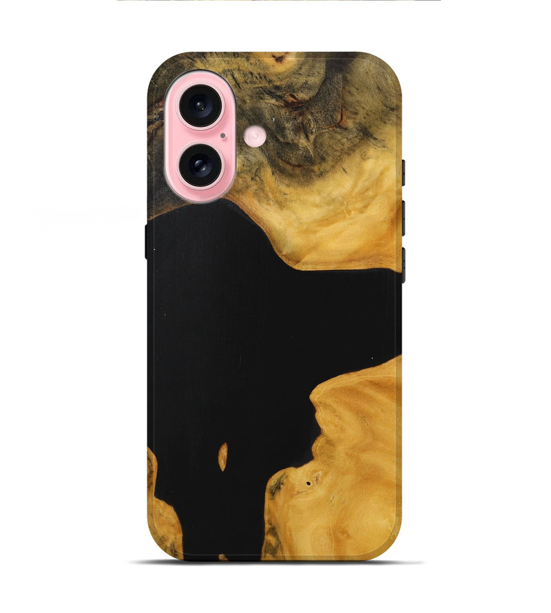 iPhone 16 Wood+Resin Live Edge Phone Case - Carlton (Pure Black, 712335)