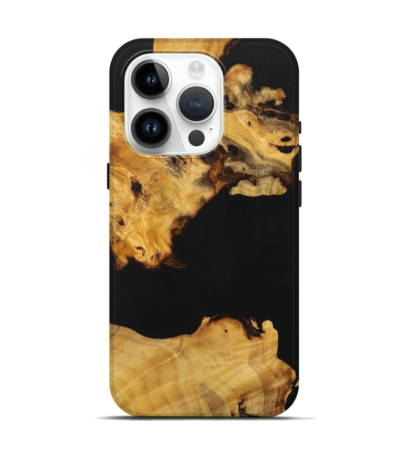 iPhone 15 Pro Wood+Resin Live Edge Phone Case - Christy (Pure Black, 712336)