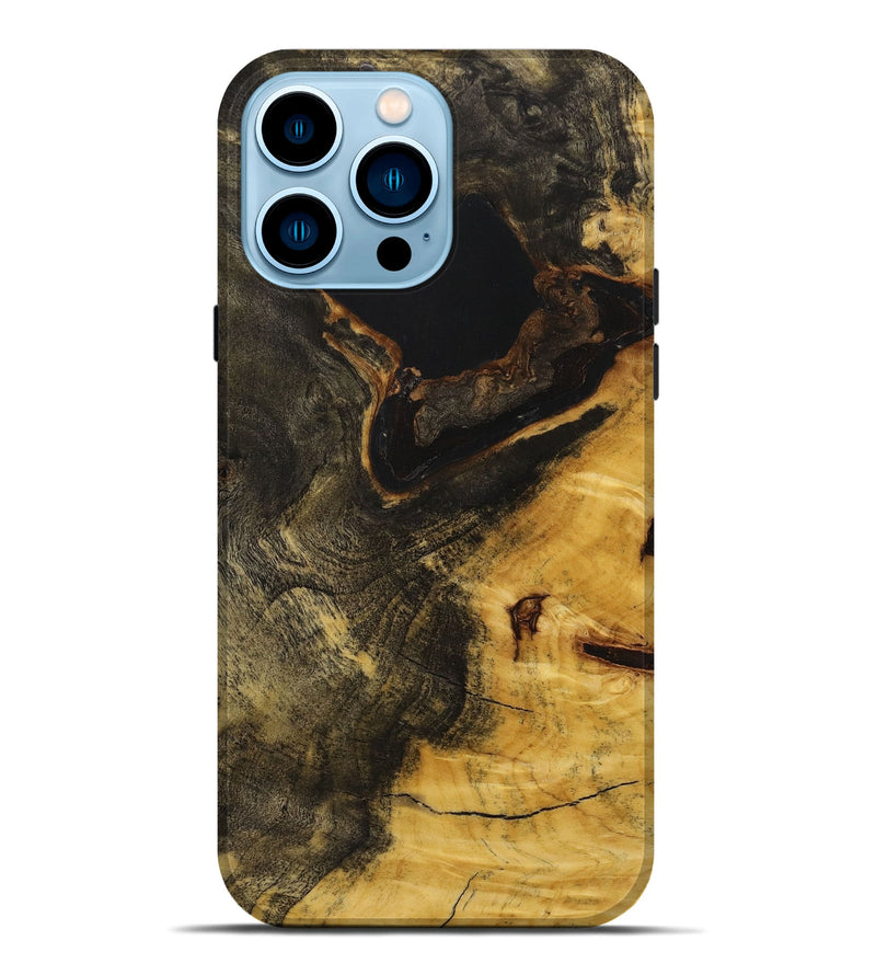 iPhone 14 Pro Max Wood+Resin Live Edge Phone Case - Jazlyn (Pure Black, 712337)