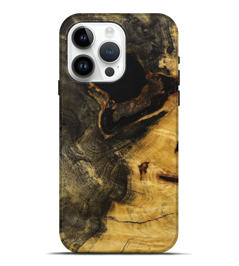 iPhone 15 Pro Max Wood+Resin Live Edge Phone Case - Jazlyn (Pure Black, 712337)