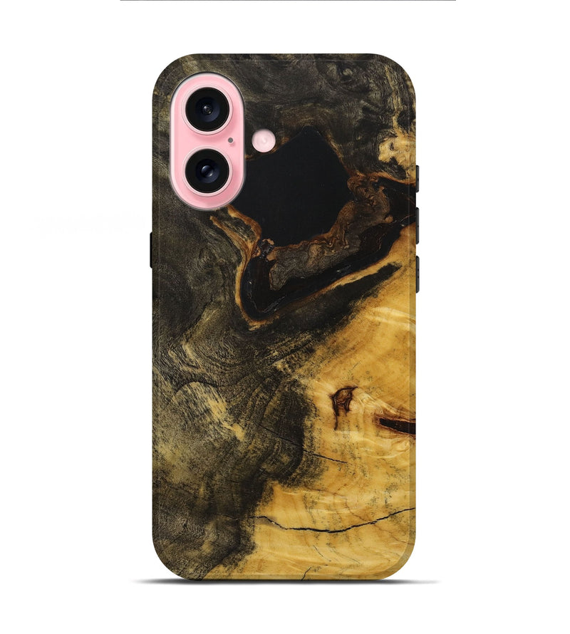 iPhone 16 Wood+Resin Live Edge Phone Case - Jazlyn (Pure Black, 712337)